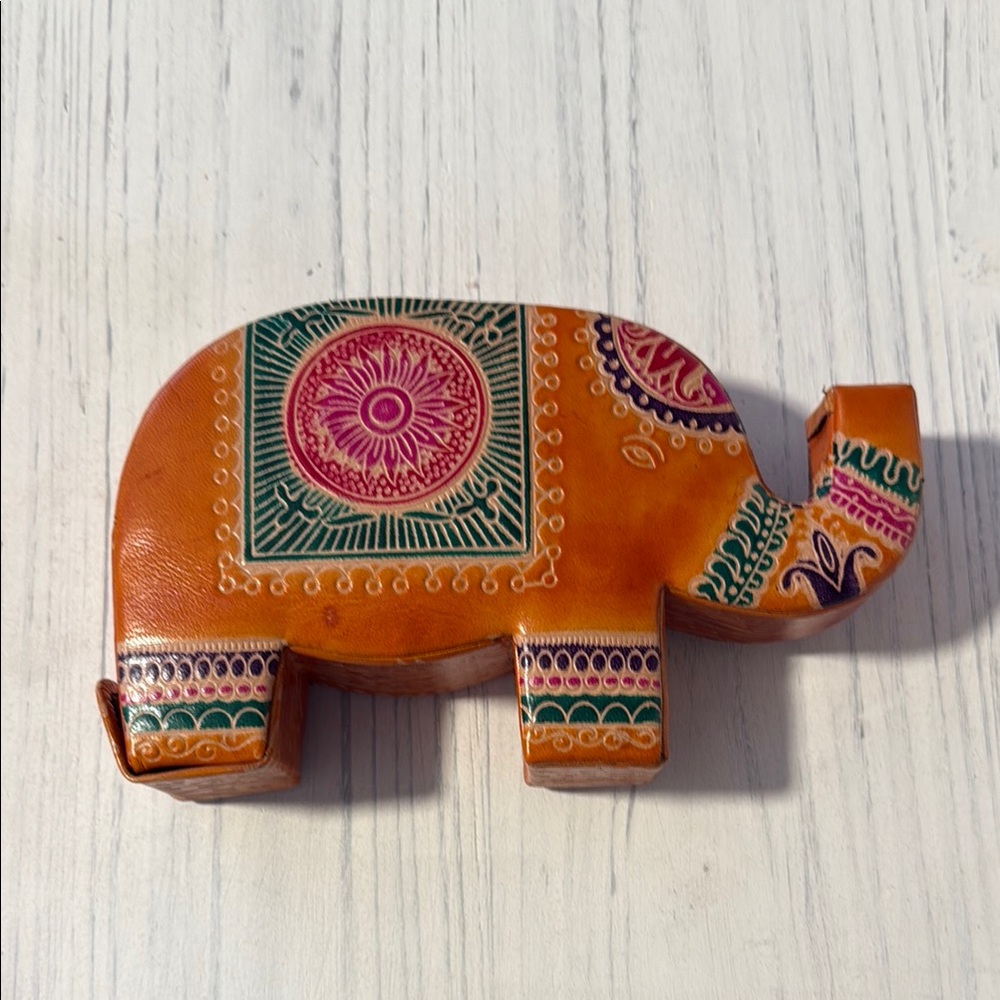 Colorful Elephant Shaped Leather piggy bank .